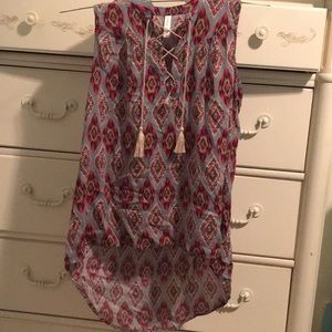 High-low, colorful tank top shirt